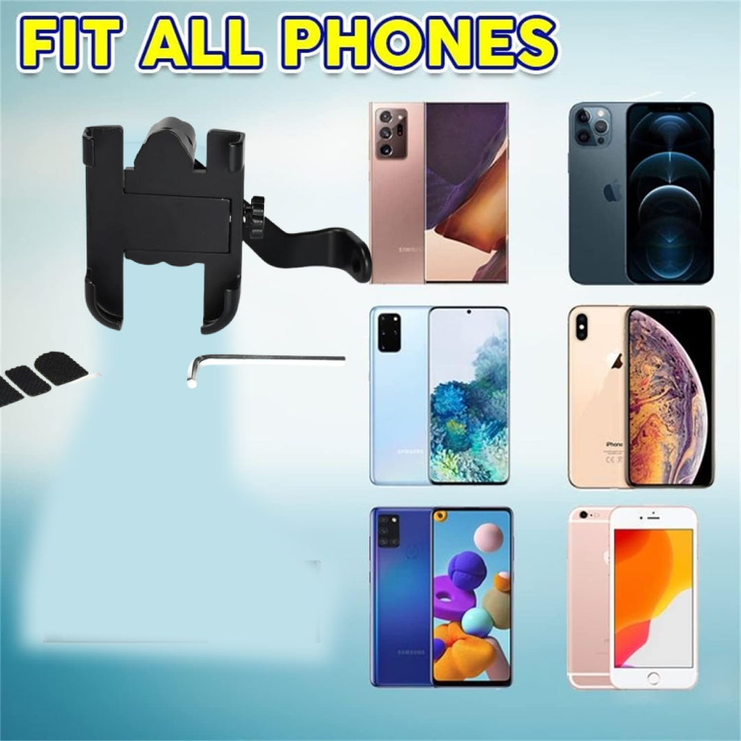 Mobile Phone Holder View Mirror Mount Solid Metal Cradle for Bike and Phones