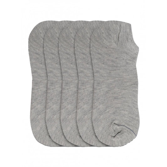 Generic 5 Pairs Unisex Casual Cotton Blended Solid Ankle length Socks (Light Grey)