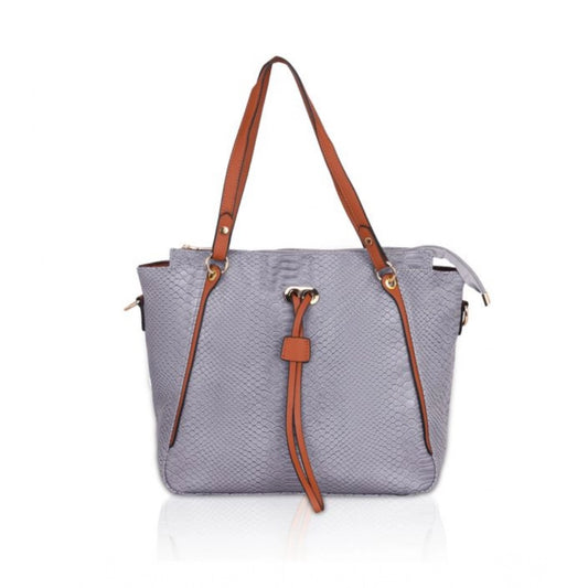 Generic Women's Faux Leather Textured Tote Bag (Grey)