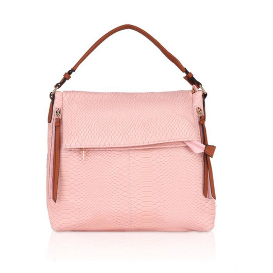 Generic Women's Faux Leather Textured Sling Bag (Pink)