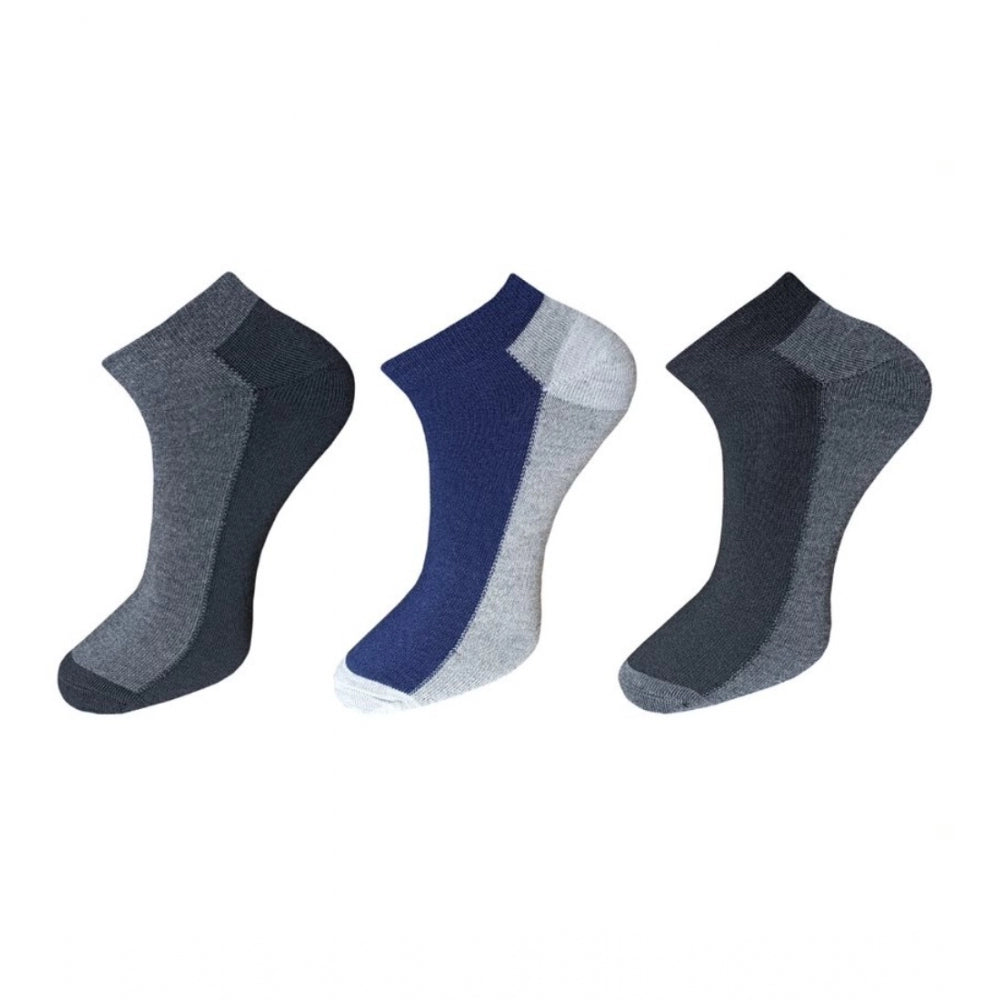 Generic 3_Pair Set Unisex Casual Cotton Solid Ankle Length Socks (Multicolor)