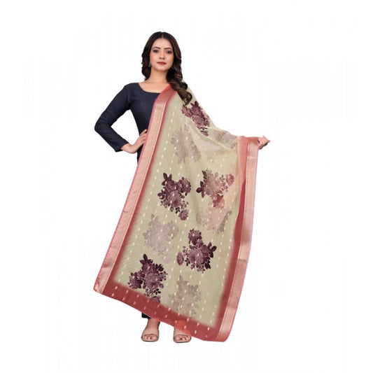 Generic Women's chanderi silk Printed Dupatta (Beige, Length: 2 Mtr)