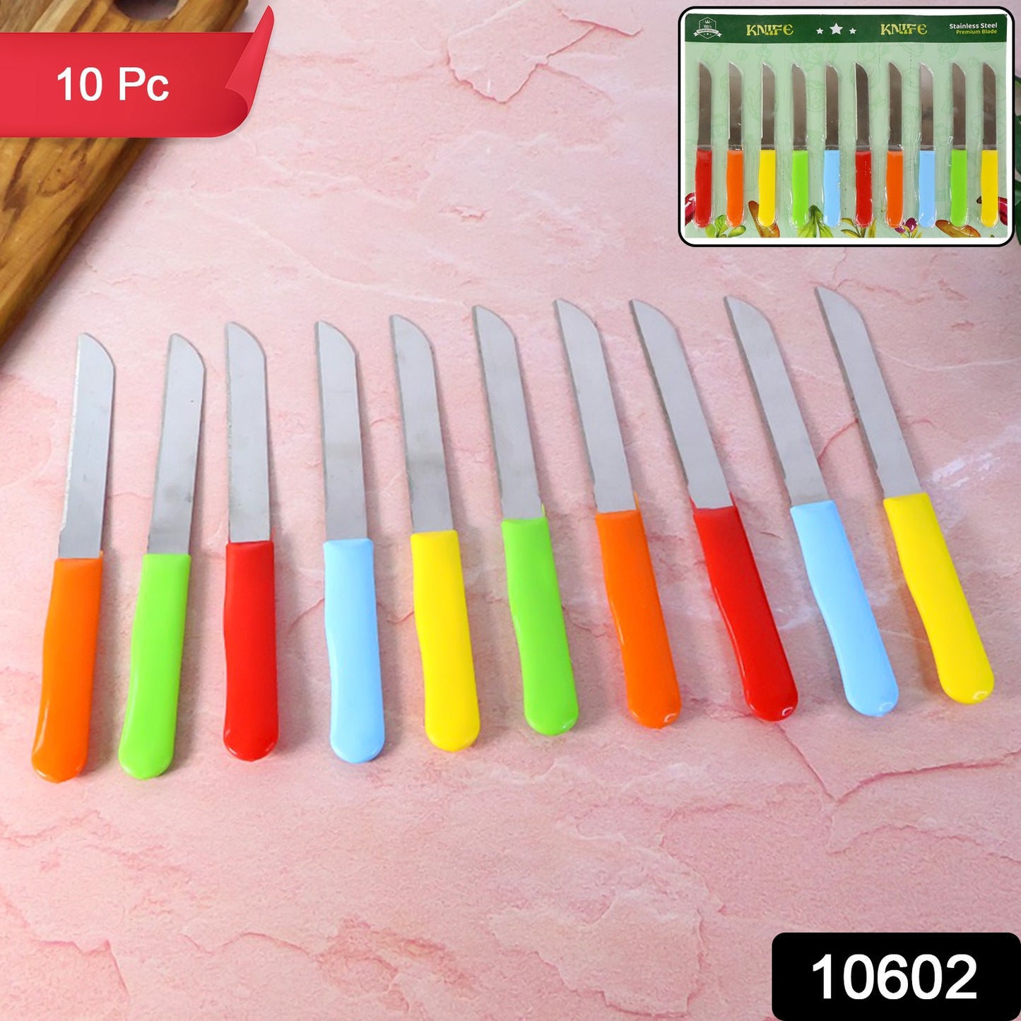 Premium Quality Stainless Steel Handle Plain Knife (10 Pc 1 Set)