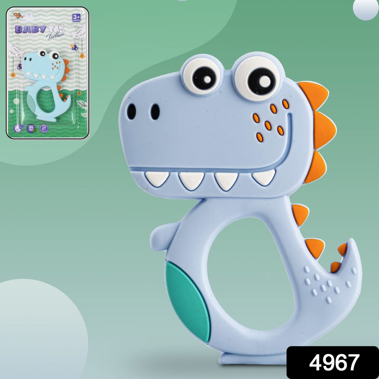 Silicone Dinosaur Teether For Baby (1 Pc Mix Design Color)