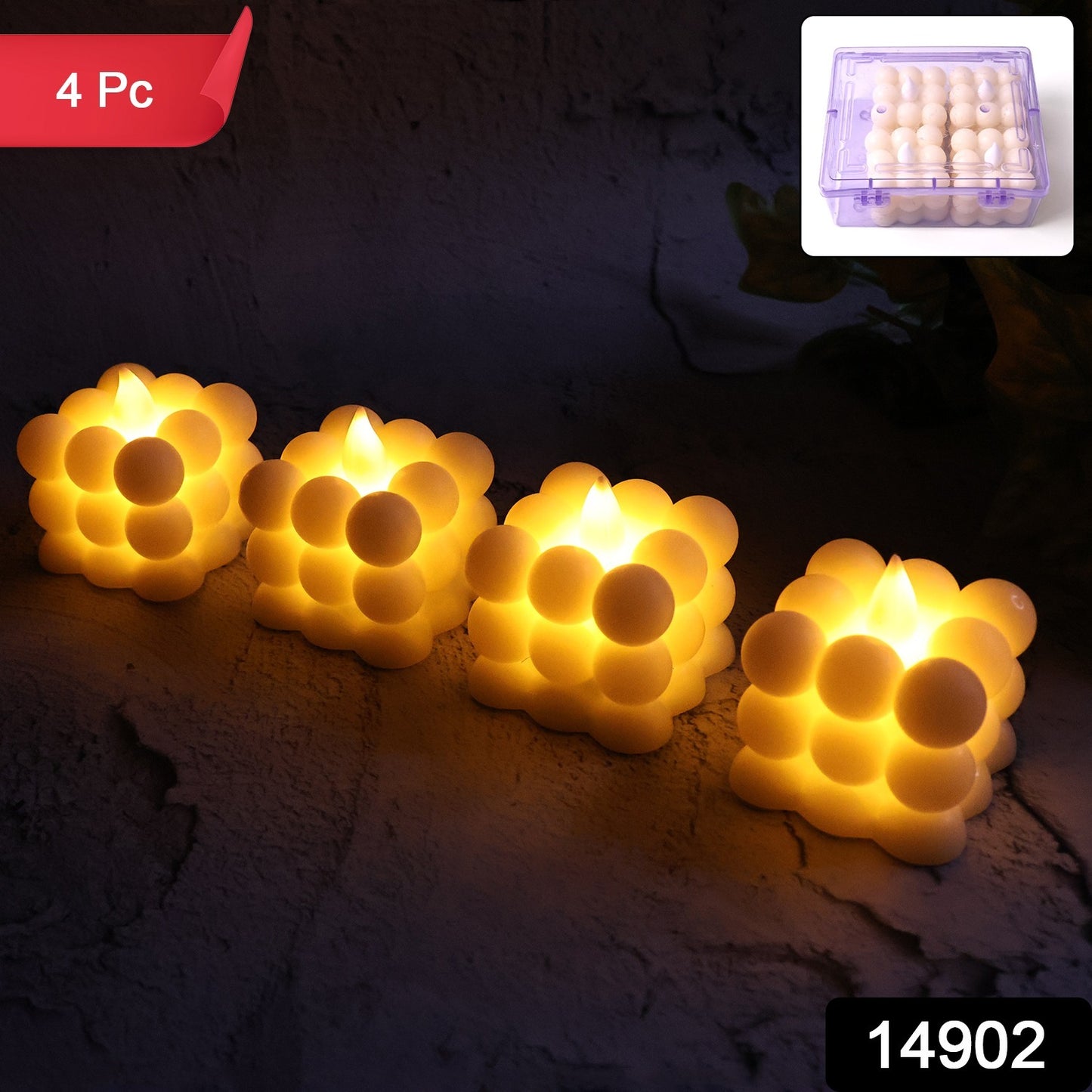 Decorative Led Bubble Candles (4 Pc Set)