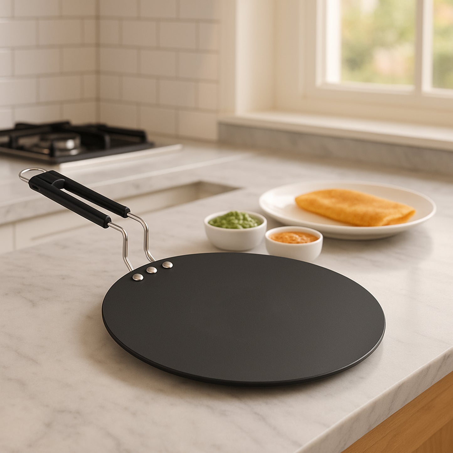 Compact Non-stick Flat Roti Tawa (9 Inch 1 Pc)