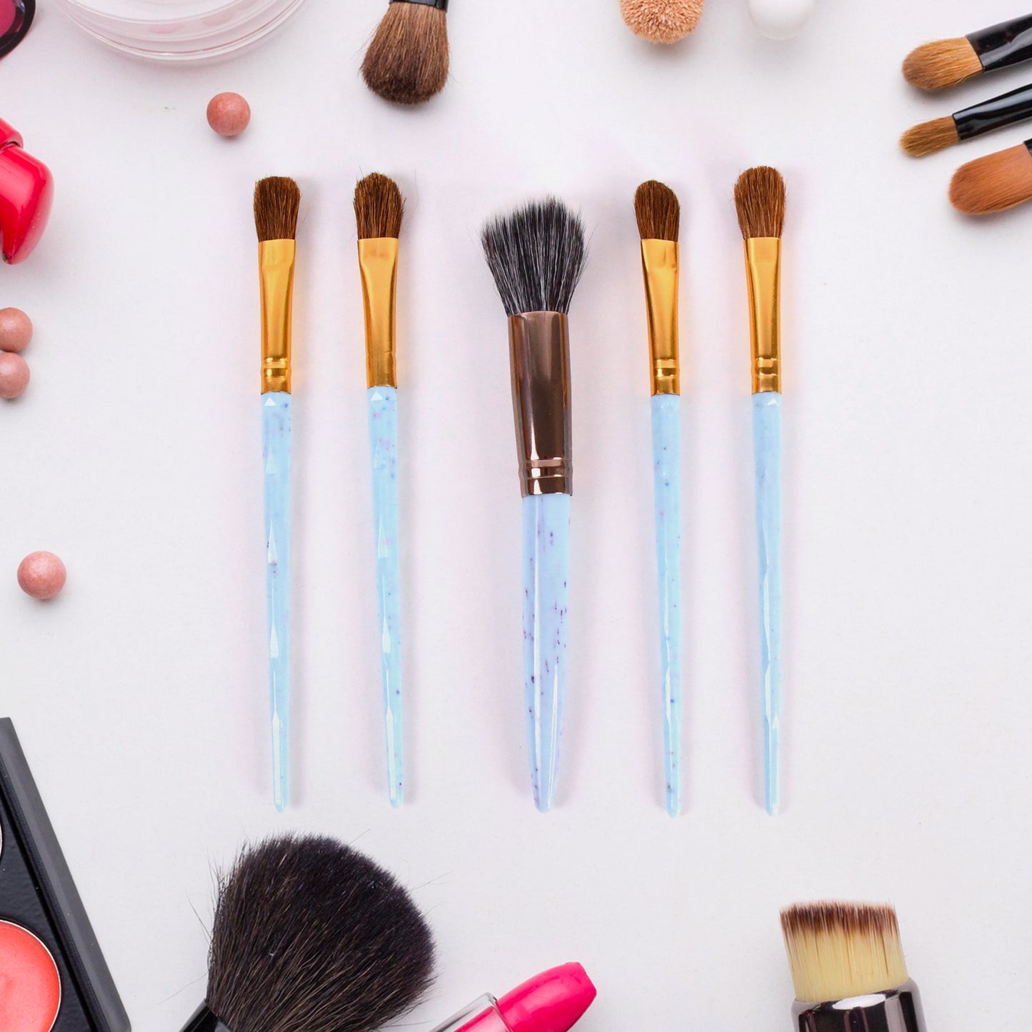 5pc Makeup Brush Tools Kit (5 Pcs Set Mix Color)
