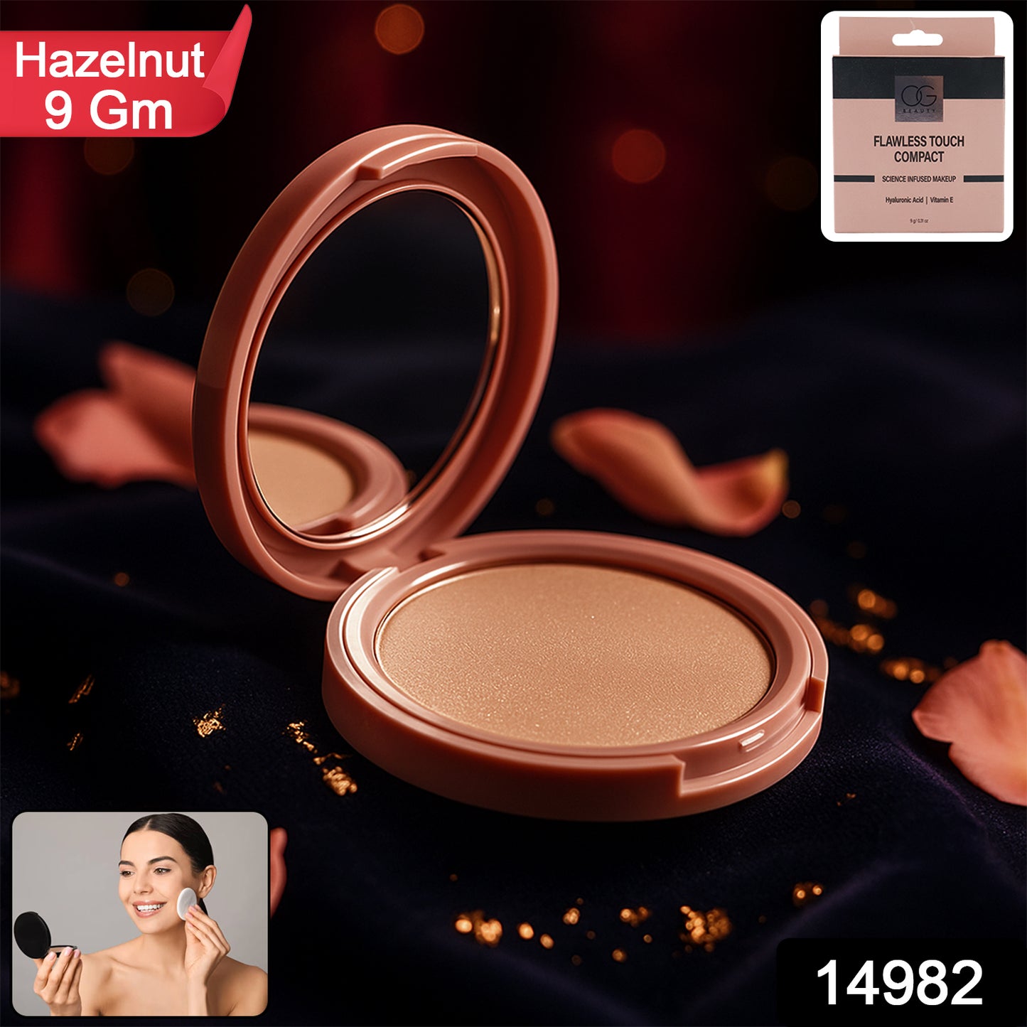 Og Beauty Hazelnut Flawless Touch Compact Powder (9 Gm 1 Pc)