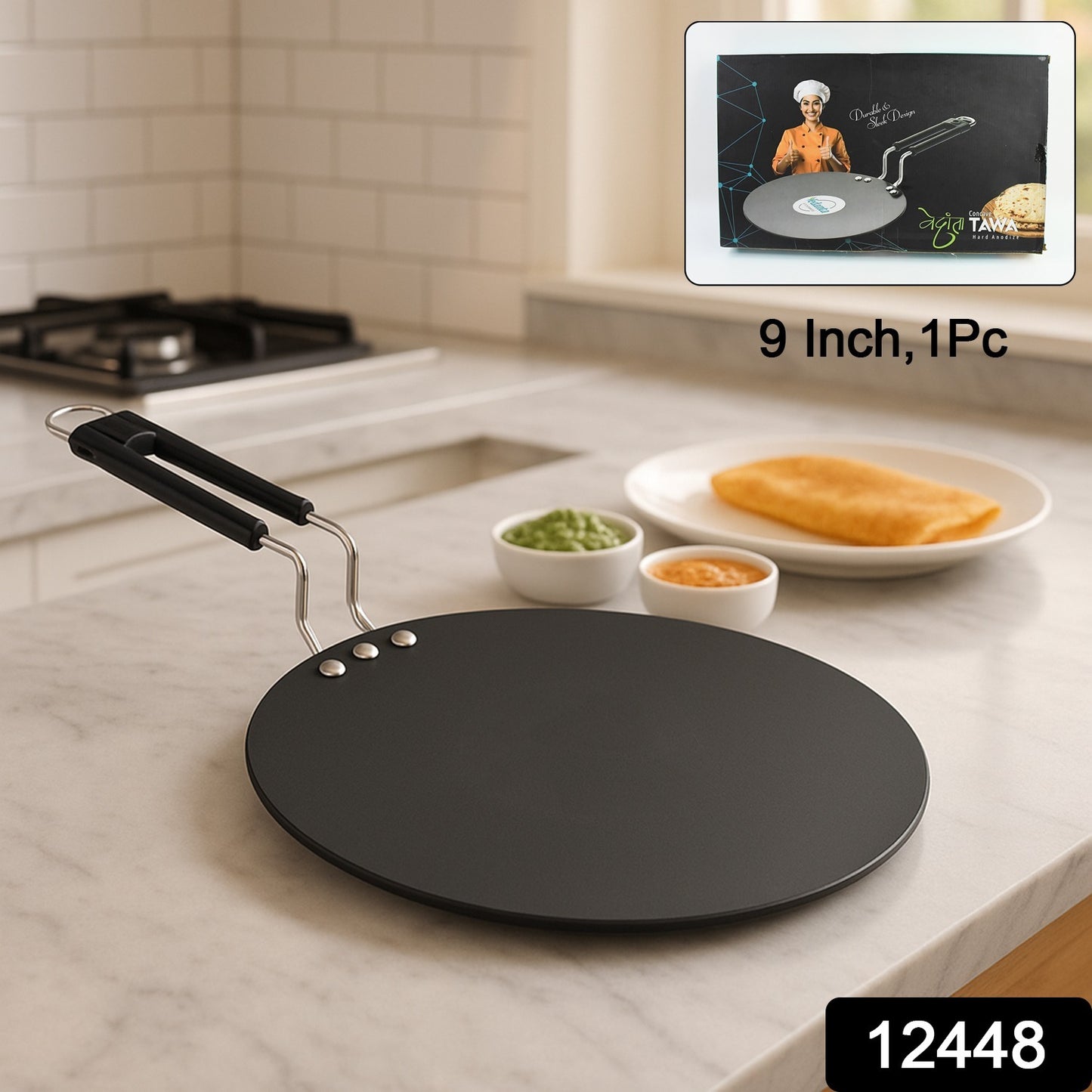 Compact Non-stick Flat Roti Tawa (9 Inch 1 Pc)