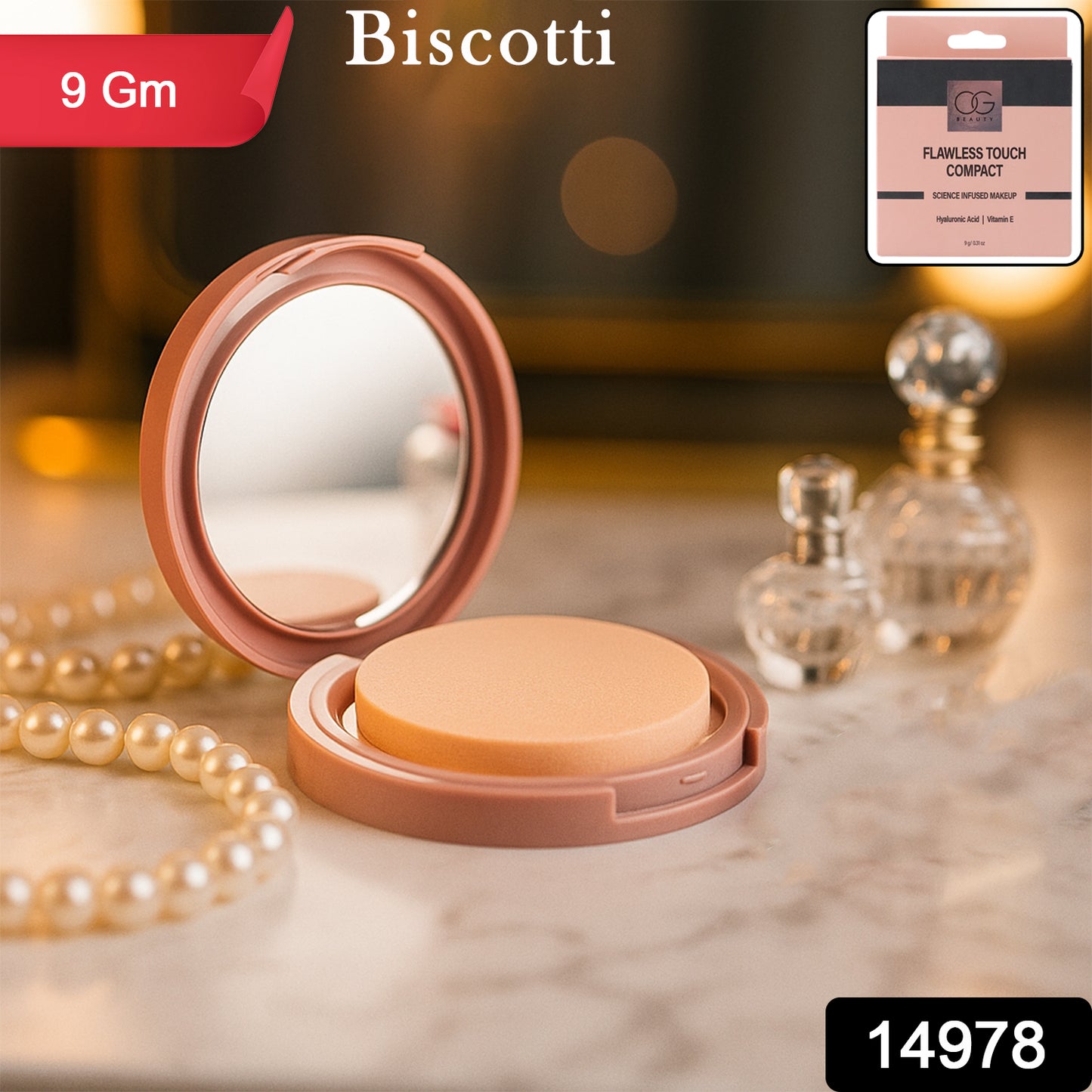Og Beauty Biscotti Flawless Touch Compact Powder (9 Gm 1 Pc)