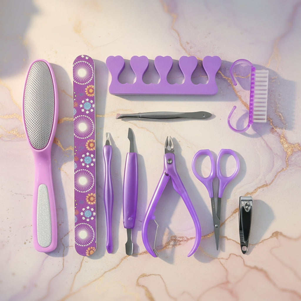 Personal Grooming Manicure & Pedicure Nail Care Tool Set (10 Pc Set)