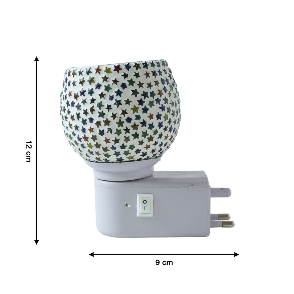 Decorative Star Pattern Kapoor Dani Mosaic Glass Plug-In Night Lamp (1 Pc)