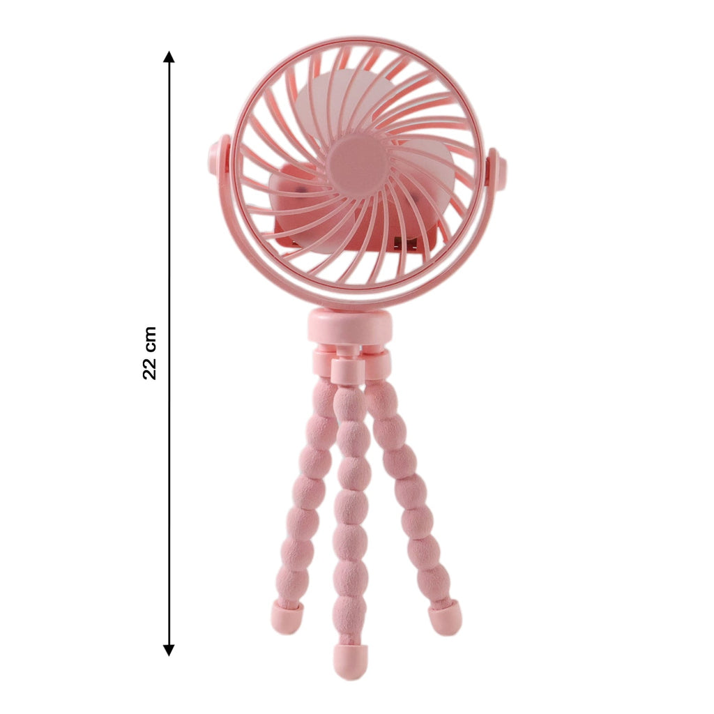 Portable Rechargeable LED Light Fan with Flexible Tripod Stand (1 Pc)