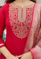 Ruby Elegance Heavy Rayon Embroidered Suit Set-2