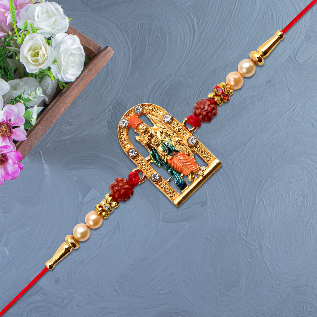 Ram Darbar Rakhi With Rudraksha  Decorative Frame