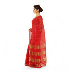 Generic Women's Kota Doria Cotton Saree With Blouse (Red,6-3 Mtrs)