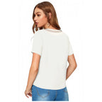 Generic Women's Polyester, Knitting Western Wear T-Shirt (White)