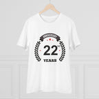 Generic Men's PC Cotton 22nd Anniversary Printed T Shirt (Color: White, Thread Count: 180GSM)