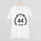 Generic Men's PC Cotton 44th Anniversary Printed T Shirt (Color: White, Thread Count: 180GSM)