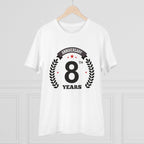 Generic Men's PC Cotton 8th Anniversary Printed T Shirt (Color: White, Thread Count: 180GSM)