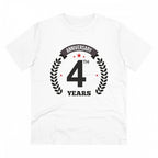 Generic Men's PC Cotton 4th Anniversary Printed T Shirt (Color: White, Thread Count: 180GSM)