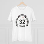 Generic Men's PC Cotton 32nd Anniversary Printed T Shirt (Color: White, Thread Count: 180GSM)