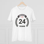 Generic Men's PC Cotton 24th Anniversary Printed T Shirt (Color: White, Thread Count: 180GSM)