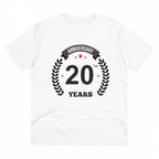Generic Men's PC Cotton 20th Anniversary Printed T Shirt (Color: White, Thread Count: 180GSM)