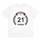 Generic Men's PC Cotton 21st Anniversary Printed T Shirt (Color: White, Thread Count: 180GSM)