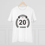 Generic Men's PC Cotton 20th Anniversary Printed T Shirt (Color: White, Thread Count: 180GSM)