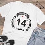 Generic Men's PC Cotton 14th Anniversary Printed T Shirt (Color: White, Thread Count: 180GSM)