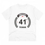 Generic Men's PC Cotton 41st Anniversary Printed T Shirt (Color: White, Thread Count: 180GSM)