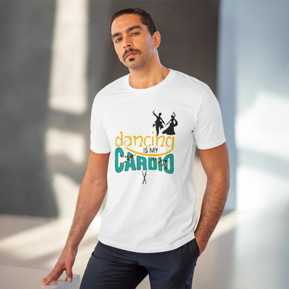 Generic Men's PC Cotton Dancing Is My Cardio Printed T Shirt (Color: White, Thread Count: 180GSM)
