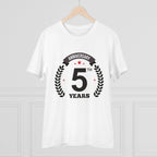 Generic Men's PC Cotton 5th Anniversary Printed T Shirt (Color: White, Thread Count: 180GSM)