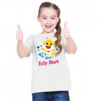 Generic Girls Cotton Baby Shark Half Sleeve TShirt (White)