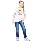 Generic Girls Cotton Baby Shark Half Sleeve TShirt (White)
