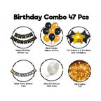 Generic Happy Birthday Decoration Combo Of Foil Curtain, Banner And Balloons (Multicolor)