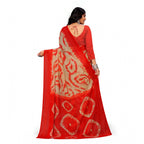 Generic Women's Georgette Printed Saree With Unstitched Blouse (Red)