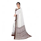 Generic Women's Georgette Printed Saree With Unstitched Blouse (Coffee)