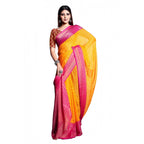 Generic Women's Viscose Rayon Printed Saree With Unstitched Blouse (Yellow)