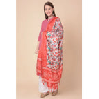 Generic Women's Art Silk Printed Dupatta (Red, Length: 2.25 to 2.50 Mtr)