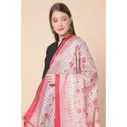 Generic Women's Art Silk Printed Dupatta (Red, Length: 2.25 to 2.50 Mtr)