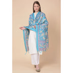 Generic Women's Art Silk Printed Dupatta (Turquoise, Length: 2.25 to 2.50 Mtr)