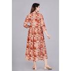 Generic Women's Casual 3/4 Sleeve Printed Viscose Maternity Feeding Kurti (Brown)