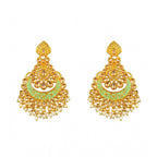 Generic Women's Rose Gold Plated Alloy Kundan Earrings &amp; Mangtikka (Green)