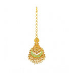 Generic Women's Rose Gold Plated Alloy Kundan Earrings &amp; Mangtikka (Green)