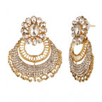 Generic Women's Rose Gold Plated Alloy Kundan Earrings &amp; Mangtikka (White)