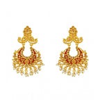 Generic Women's Rose Gold Plated Alloy Kundan Earrings &amp; Mangtikka (Maroon)