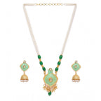 Generic Women's Rose Gold Plated Alloy Necklace &amp; Earings Set (Green)
