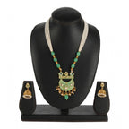 Generic Women's Rose Gold Plated Alloy Necklace &amp; Earings Set (Green)